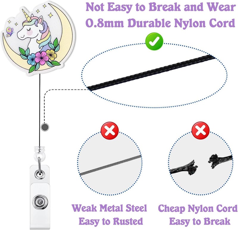Bydevia Cute Unicorn Badge Reel Retractable, Funny Badge Reel for Nurse Nursing Student RN MA CNA LPN Medical Worker & Teacher, Personalized Nurses Week Gifts, Unicorn Lovers Badge Holder with Alligator Clip - Image 4